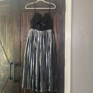 Free People Black & Metallic Sliver Dress